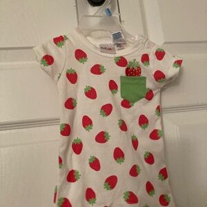 Kidgets Baby White and Green Strawberry Print Onsie